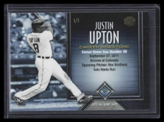 2017 Honus Bonus Fantasy Baseball Career Milestones 67 Justin Upton HR 88 1/1