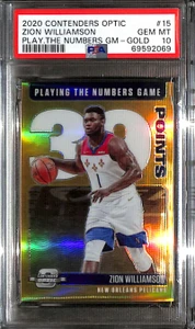2020-21 Panini Contenders Optic Playing Numbers Gold Zion Williamson 1/10 PSA 10