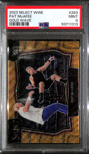 2023 Select WWE Prizms Gold Wave Refractor 283 Pat McAfee 6/10 Ringside PSA 9