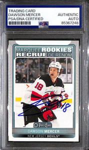 2021-22 O-Pee-Chee 618 Dawson Mercer Rookie PSA/DNA Authentic Auto