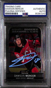 2021-22 O-Pee-Chee Platinum 282 Dawson Mercer Rookie PSA/DNA Authentic Auto 7243