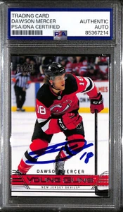 2021-22 Upper Deck '06-07 Retro t80 Dawson Mercer Rookie Young Guns PSA/DNA Auto