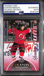 2021-22 Upper Deck Canvas c232 Dawson Mercer Rookie YG Young Guns PSA/DNA Auto