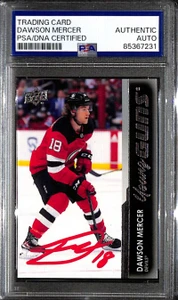 2021-22 Upper Deck 459 Dawson Mercer Rookie YG Young Guns PSA/DNA Authentic Auto