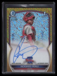 2023 Bowman Chrome Autographs Gold Shimmer Refractor Rickardo Perez RC Auto /50