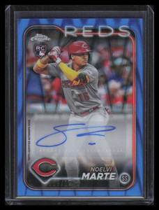 2024 Topps Chrome Autographs Blue RayWave Refractor Noelvi Marte RC Auto 119/150