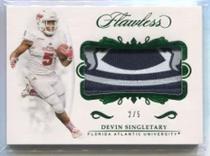 2019 Panini Flawless Collegiate Emerald 15 Devin Singletary Rookie Patch 2/5