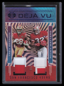 2021 Panini Illusions Deja Vu Blue Trey Sermon RC Ricky Watters Dual Patch 65/75