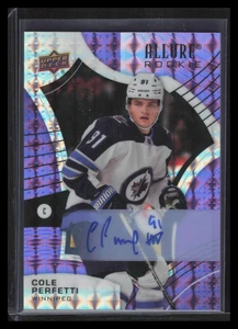 2021-22 UD Allure Autographs Purple Diamond 147 Cole Perfetti Rookie Auto 3/10