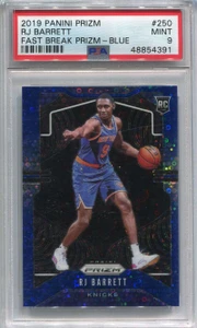 2019-20 Panini Prizm Fast Break Blue 250 RJ Barrett Rookie 128/175 PSA 9 MINT