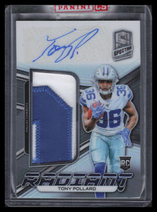 2019 Panini Spectra Radiant Signatures 16 Tony Pollard Rookie Patch Auto 1/199