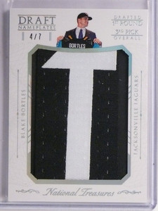 2015 National Treasures Blake Bortles Draft Nameplates Letter Patch #D4/7