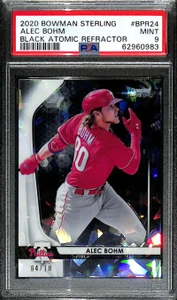 2020 Bowman Sterling Prospects Black Atomic Refractor Alec Bohm Rookie /10 PSA 9
