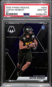 2020 Panini Mosaic Rookie Variations 204 Justin Herbert Rookie SP PSA 10 GEM MT