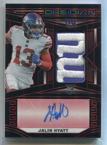 2023 Panini Obsidian Electric Red 206 Jalin Hyatt RC Giants Logo Patch Auto 7/8