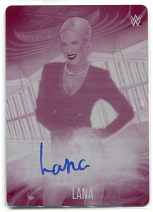 2017 Topps WWE Road to WrestleMania Printing Plate Magenta Lana Auto 1/1