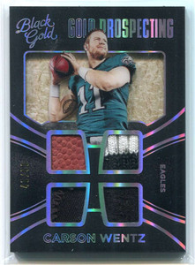 2016 Panini Black Gold Prospecting Carson Wentz Rookie Quad Ball Patch 45/50