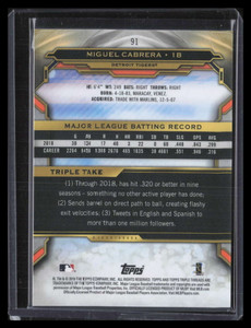 2019 Topps Triple Threads Onyx 91 Miguel Cabrera 17/50
