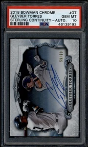 2018 Bowman Sterling Autographs Refractor Gleyber Torres RC Auto 59/99 PSA 10