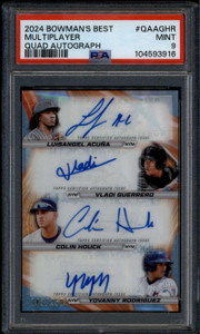 2024 Bowman's Best Acuna Guerrero Houck Rodriguez RC Quad Auto 142/250 PSA 9