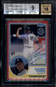 2018 Topps '83 Autographs Red 83agt Gleyber Torres Rookie RC Auto 5/25 BGS 9