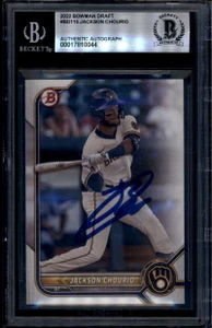2022 Bowman Draft Jackson Chourio Rookie RC Auto BAS Authentic Autograph Auto