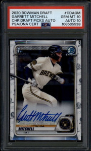 2020 Bowman Chrome Draft Autographs CDAGM Garrett Mitchell Rookie RC Auto PSA 10