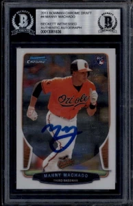 2013 Bowman Chrome Draft 4 Manny Machado RC Beckett Witnessed Authentic Auto