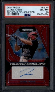 2024 Panini Prizm Prospect Signatures Red James Wood Rookie RC Auto 37/99 PSA 10