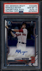 2021 Bowman Chrome Draft Autographs CDAMM Marcelo Mayer Rookie RC Auto PSA 10