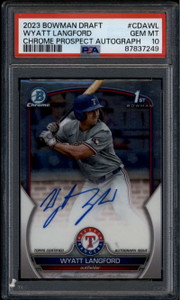 2023 Bowman Chrome Draft Autographs CDAWL Wyatt Langford Rookie RC Auto PSA 10