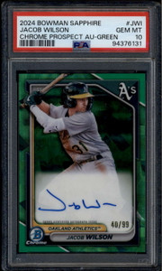 2024 Bowman Chrome Sapphire Green Refractor Jacob Wilson RC Auto 40/99 PSA 10