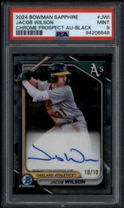 2024 Bowman Chrome Autographs Black Refractor Jacob Wilson RC Auto 10/10 PSA 9