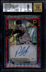 2024 Bowman Chrome Autographs Red Lava Refractor Paul Skenes RC Auto /5 BGS 9 10