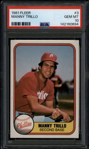 1981 Fleer 3 Manny Trillo PSA 10 GEM MT 142160694