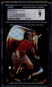2014 Bowman Chrome Fire Die-Cut Carbon Fiber Refractor Bryce Harper 6/10 CGC 9