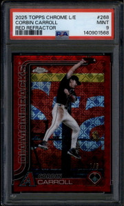 2025 Topps Chrome Logofractor Red Refractor 268 Corbin Carroll 1/5 PSA 9 MINT