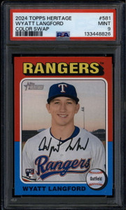 2024 Topps Heritage Color Swap Variations 581 Wyatt Langford Rookie RC SP PSA 9