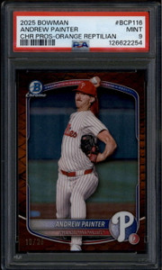 2025 Bowman Chrome Orange Reptilian Refractor Andrew Painter RC 10/25 PSA 9 MINT