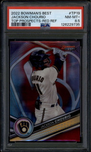 2022 Bowman's Best Prospects Red Refractor Jackson Chourio Rookie RC /10 PSA 8.5