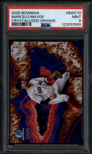 2025 Bowman Chrome Crystallized Orange Refractor Marcelo Mayer RC 6/25 PSA 9