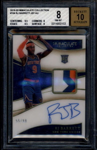 2019-20 Immaculate Collection 104 RJ Barrett Rookie RC Patch Auto 55/99 BGS 8 10