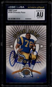 1997 Leaf 180 Orlando Pace Rookie RC CGC x JSA Authentic Autograph Auto 10