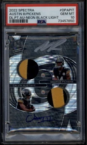 2022 Panini Spectra Autograph Black Austin Pickens RC Dual Patch Auto /10 PSA 10