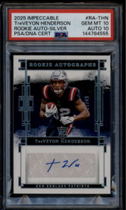 2025 Panini Impeccable Rookie Autographs TreVeyon Henderson RC Auto 37/49 PSA 10