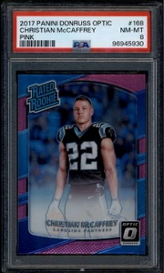 2017 Donruss Optic Pink 168 Christian McCaffrey RR Rated Rookie RC PSA 8 NM-MT