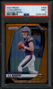 2024 Panini Prizm Prizms Orange Refractor 400 JJ McCarthy Rookie RC /249 PSA 9