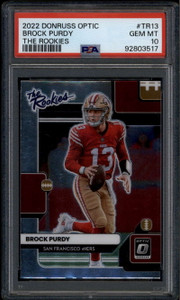 2022 Donruss Optic The Rookies 13 Brock Purdy Rookie RC PSA 10 GEM MT