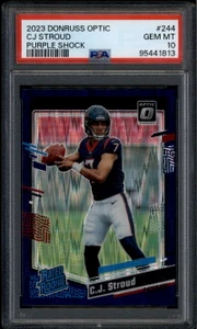 2023 Donruss Optic Purple Shock Refractor 244 CJ Stroud Rated Rookie RC PSA 10