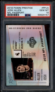2018 Prestige NFL Passport 5 Josh Allen Rookie RC PSA 10 GEM MT